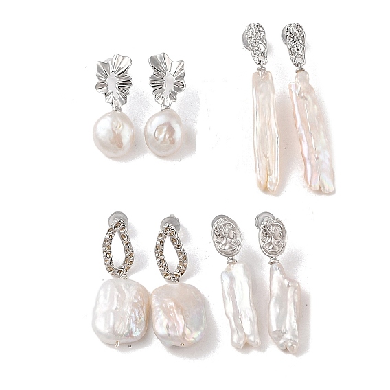 Стерлингового серебра серьги-гвоздики, с натуральной жемчужиной, украшения для женщин