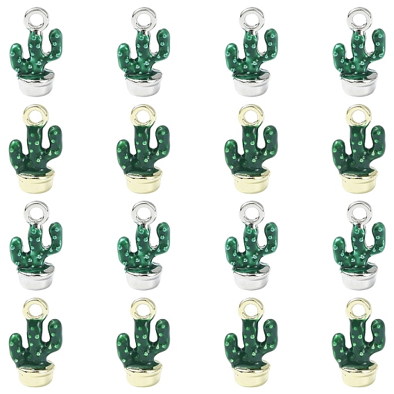 16шт. 2 цвета сплав эмалированные подвески в виде кактусов