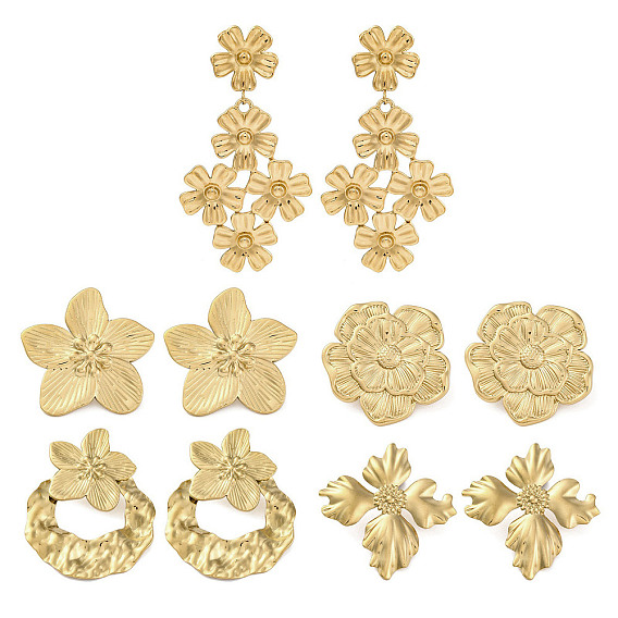 304 серьги-гвоздики из нержавеющей стали с цветочной тематикой для женщин