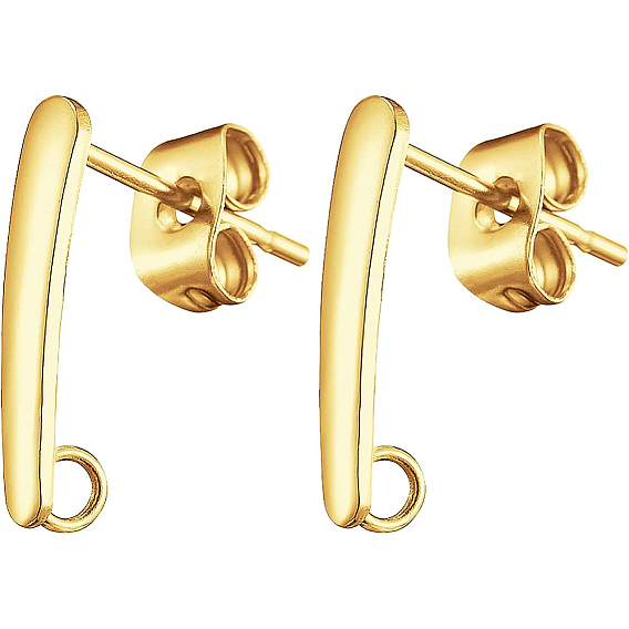 30Pcs 304 Stainless Steel Stud Earring Findings, with Loop and Ear Nuts