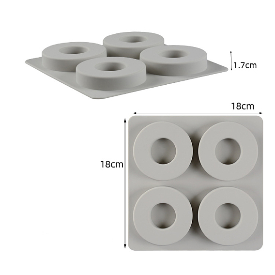 DIY Soap Silicone Molds, for Handmade Soap Making, 4 Cavities, Donut