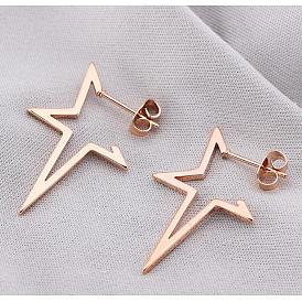 Chic Minimalist Star Earrings in Gold for Women - Stainless Steel Studs