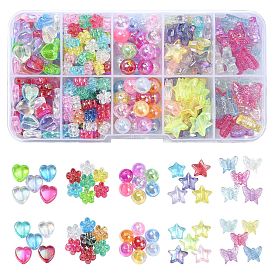 310 шт 5 стили прозрачные акриловые бусины, аб цвета покрытием, круглые