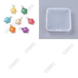 50Pcs Dyed Synthetic Turquoise Pendants, Tortoise Charms