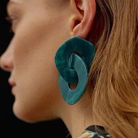 Retro Fashion Acetate Chain Earrings with Circle Pendants