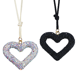 2шт. 2 цветов, подвеска в форме сердца из полимерной глины, ручная работа, со стразами, для автомобильных подвесных украшений