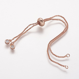 Danlingjewelry rack placage fabrication de bracelet de chaîne en laiton écologique, avec strass, plaqué longue durée, fabrication de bracelets coulissants, sans cadmium et sans plomb