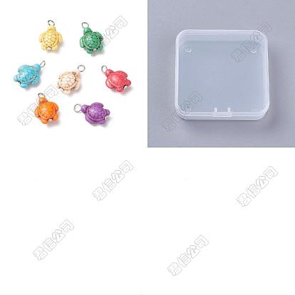 50Pcs Dyed Synthetic Turquoise Pendants, Tortoise Charms