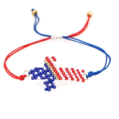 Miyuki Seed Braided Bead Bracelet, Cross Friendship Bracelet for Women