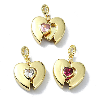 Покрытие стойки, подвески из латуни с покрытием из настоящего 18k золота, кубический цирконий с микропаве, долговечный, без свинца и без кадмия, сердце