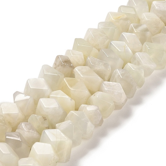 Natural White Moonstone Beads Strands, Faceted, Nuggets