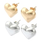 Heart Brass Stud Earrings, Long-Lasting Plated