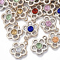 UV Plating Acrylic Pendants, with Rhinestone, Flower, Light Gold