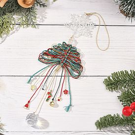 Glass & Braided Nylon Christmas Tree Pendant Decoration, for Christmas Decor