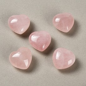 Natural Rose Quartz Heart Love Stone, Healing Pocket Palm Stone for Reiki Balancing
