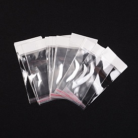 Sacs de cellophane de film de perle, matériel opp, scellage auto-adhésif, avec trou de suspension, 6 cm de largeur