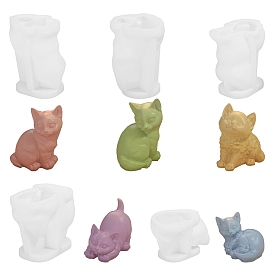 Cat Shape DIY Candle Silicone Molds, Food Grade Silicone, Decoration Making, for Candle Making