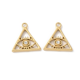 304 из нержавеющей стали горный хрусталь подвески, треугольные талисманы от сглаза, ионное покрытие (ip)