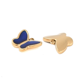 Ion Plating(IP) Temperature Color Change 304 Stainless Steel Enamel Charms, Manual Polishing, Butterfly Charm, Real 18K Gold Plated