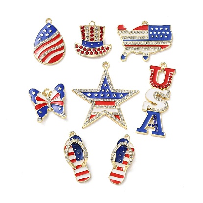 Подвески из сплава с эмалью ко дню независимости, с кристально горный хрусталь, золотые