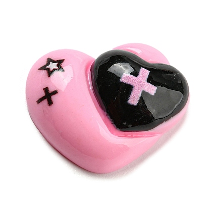 Black & Pink Opaque Resin Cabochons, for Jewelry Making