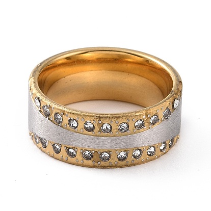 templo Grasa guirnalda Fábrica de China Anillo de dedo plano con diamantes de imitación de  cristal, dos tonos 201 joyas de acero inoxidable para mujer Tamaño de EE.  UU. 6 1/2 (16.9 mm) a granel