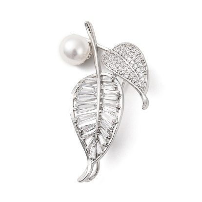 Латунь кубических броши диоксида циркония, с акриловой жемчужины, лист