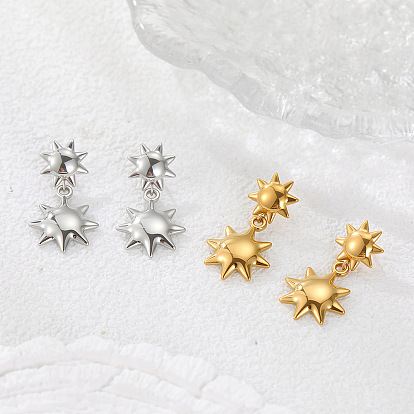 Солнце 304 Подвесные серьги-гвоздики из нержавеющей стали для женщин