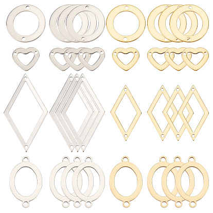 32шт 8 стили 201 подвески из нержавеющей стали, геометрические звенья, ромб и овал и кольцо и сердце