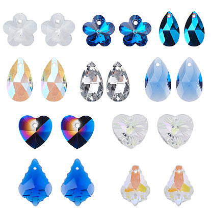 Faceted Glass Rhinestone Pendants, Mixed Shapes