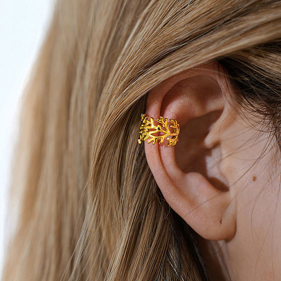 304 женские серьги-манжеты из нержавеющей стали, форма коралла