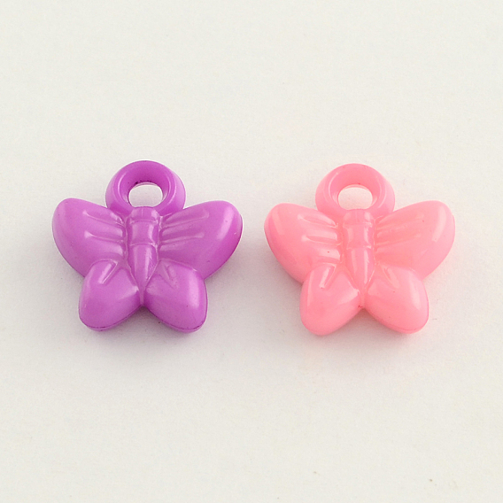 Opaque Acrylic Butterfly Charms, 16x16x4mm, Hole: 3mm, about 900pcs/500g