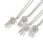 Brass Pendant Necklaces, Iron Rolo Chains, Woven Net/Web with Feather