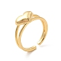 Rack Plating Brass Heart Open Cuff Ring for Valentine's Day, Cadmium Free & Lead Free