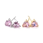 Dainty Heart Pink Cubic Zirconia Stud Earrings for Her, Cadmium Free & Lead Free