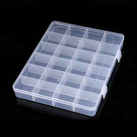 Transparent Plastic Bead Containers, with 24 Compartments, for DIY Art Craft, Nail Diamonds, Bead Storage, Rectangle