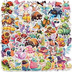 50Pcs PVC Adhesive Waterproof Self-Adhesive Stickers, Colorful Insect, for DIY Photo Album Diary Scrapbook Decoration