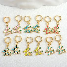 Colorful Butterfly Earrings with Micro Inlaid Zircon and 18K Gold Plating