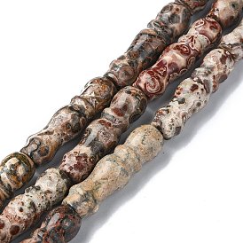 Perles de jaspe en peau de léopard naturel, tube de texture, chapelet islamique pour chapelet