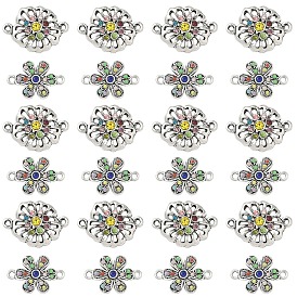 4шт. 2 стили, сплав, разноцветные стразы, звенья, соединители, цветок