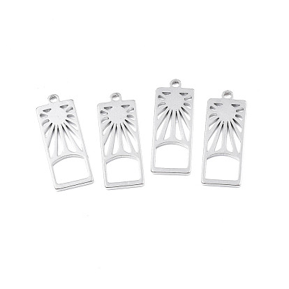 201 Stainless Steel Pendants, Rectangle with Sun