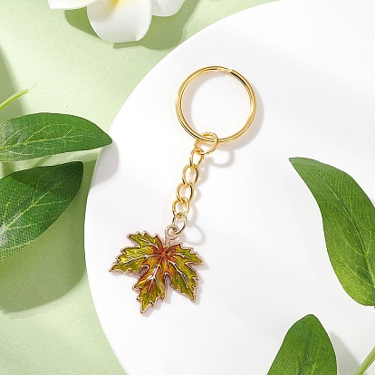 Подвесные украшения из эмалевого сплава с кленовым листом, с железными разрезными брелоками