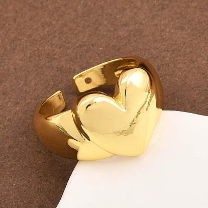 Латунные кольца-манжеты для женщин, сердце, долговечный, стойки покрытие