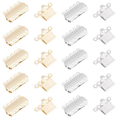 24 шт. 2 цвета 304 застежки из нержавеющей стали, многожильные застежки, 5-нити, 10 отверстия, Прямоугольник с цветком