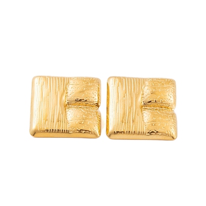 Ion Plating(IP) 304 Stainless Steel Stud Earrings for Women, Textured Square