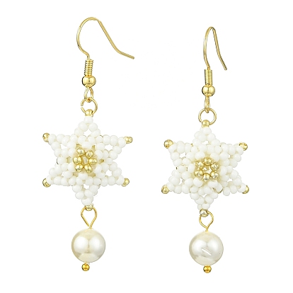 304 серьги с подвесками из нержавеющей стали и гексаграммой, со стеклом и жемчужной ракушкой