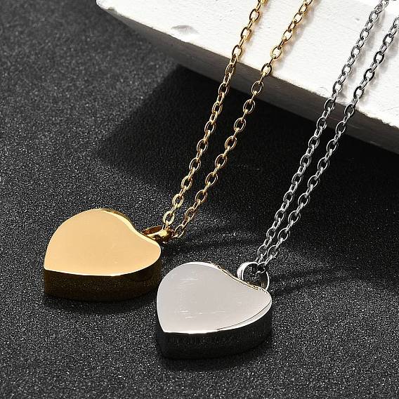 304 ожерелья с подвеской в виде гроба из нержавеющей стали в форме сердца, ожерелья из урны с прахом для домашних животных