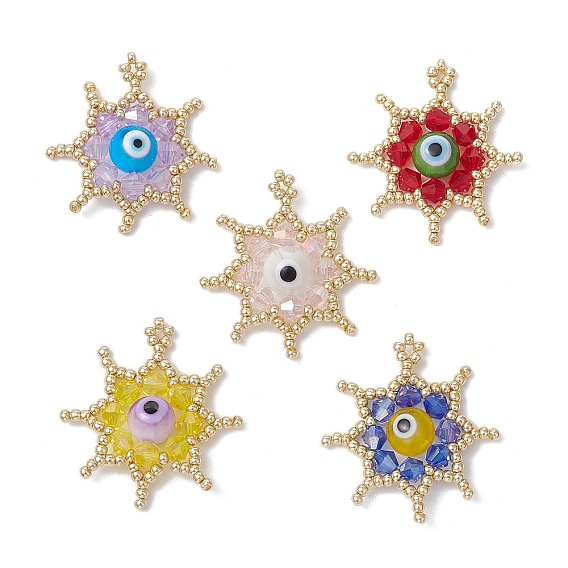 Подвески-звезды из стеклянного бисера, с круглой бусиной ручной работы от сглаза и гранеными стеклянными бусинами