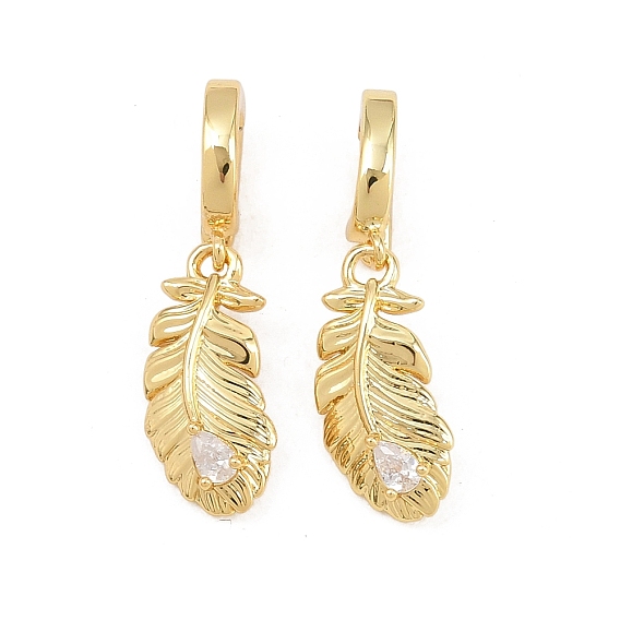 Латунные микро проложить кубического циркония раз за застежками, прелести из перьев, стойки покрытие, долговечный, без свинца и без кадмия