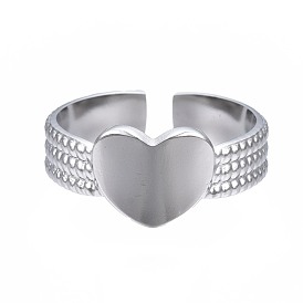 304 anillo de corazón de acero inoxidable, anillo grueso para mujer